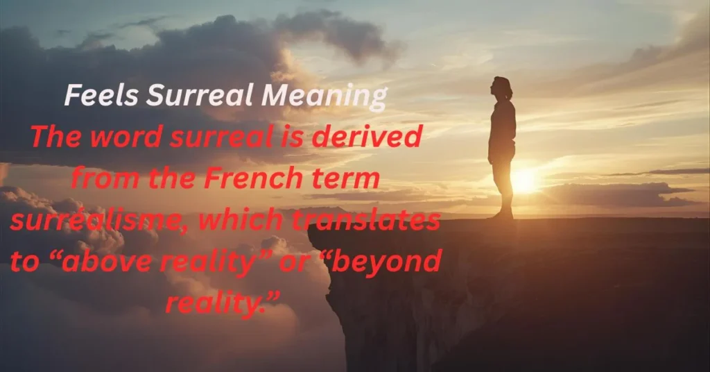 Person standing on a cliff at sunrise, looking amazed, capturing the feeling of something surreal or unreal.