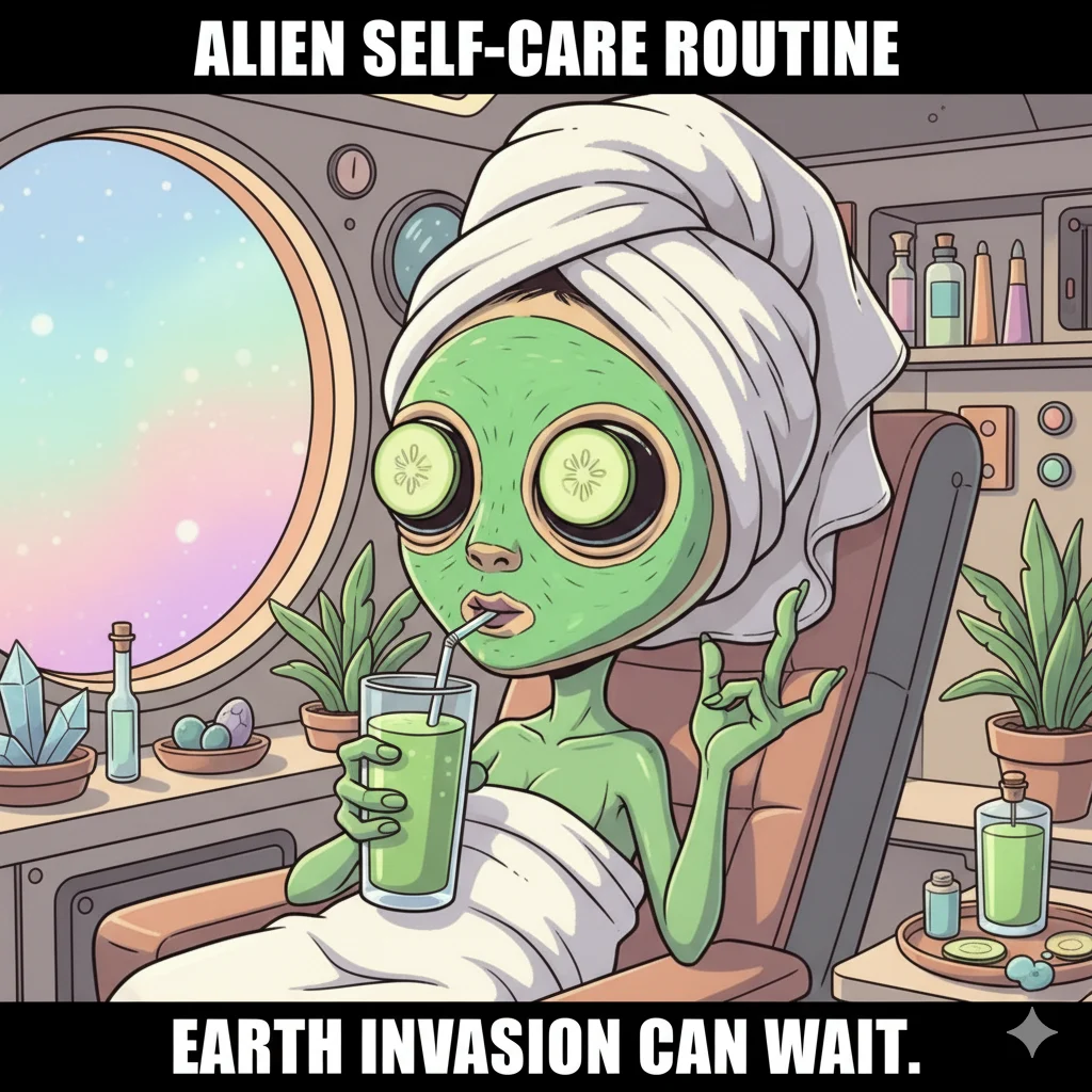 💅 4. Self-Care & Human Habits Aliens Memes 🛸