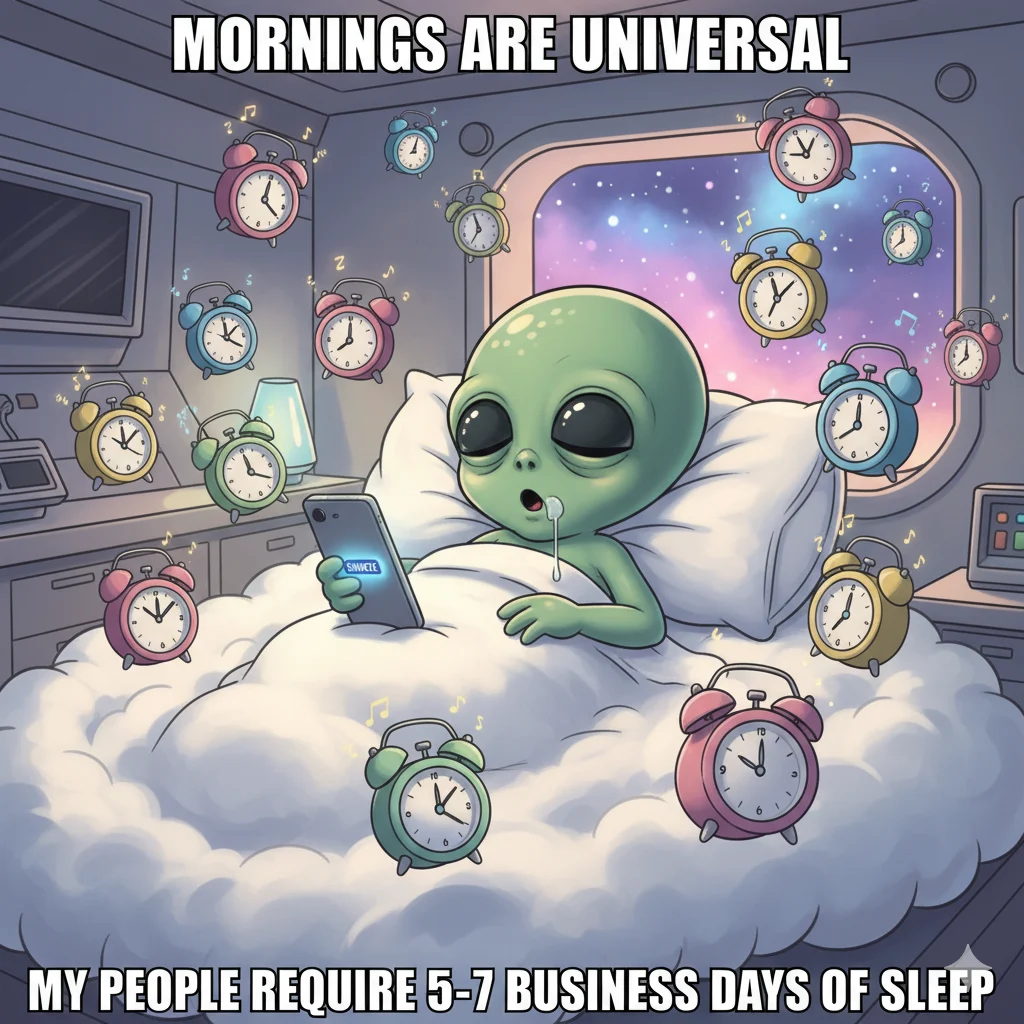 😴 6. Sleep & Lazy Aliens Memes 🌙