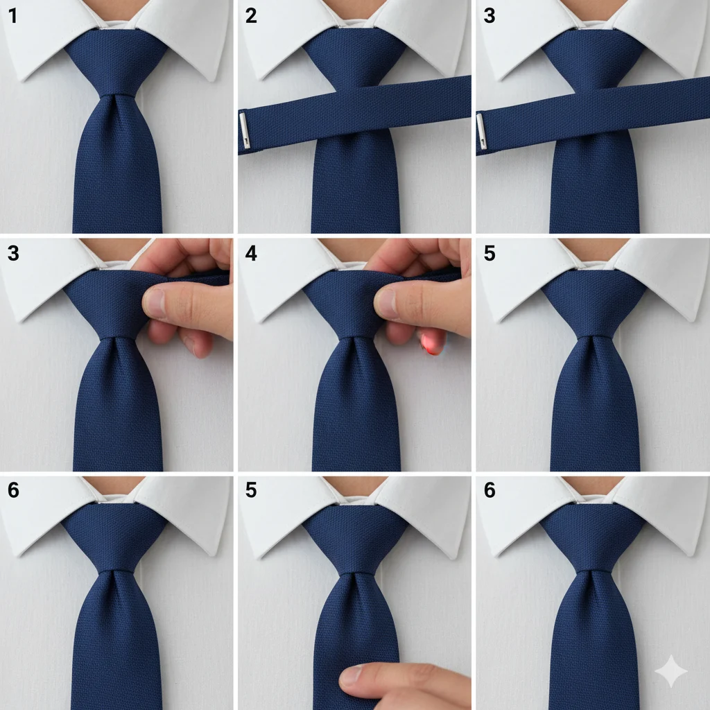 🔹 Step-by-Step: How to Tie a Tie (Four-in-Hand Knot)