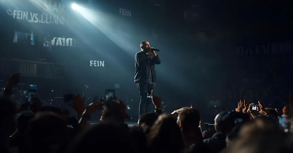 Concert-inspired image representing the slang meaning of “fein” as used in Travis Scott’s music and lyrics.