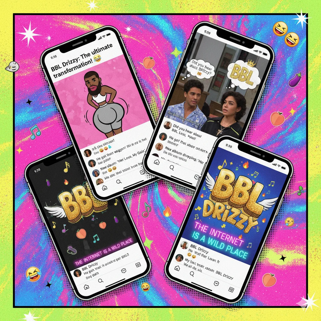 TikTok and Twitter memes showing BBL Drizzy used in social media comments.