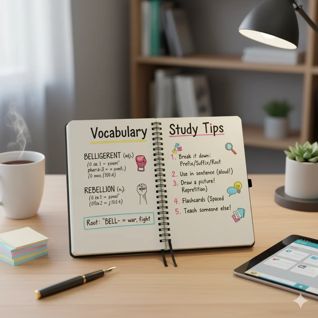 Study notes showing how to understand and respond to bel-based vocabulary.