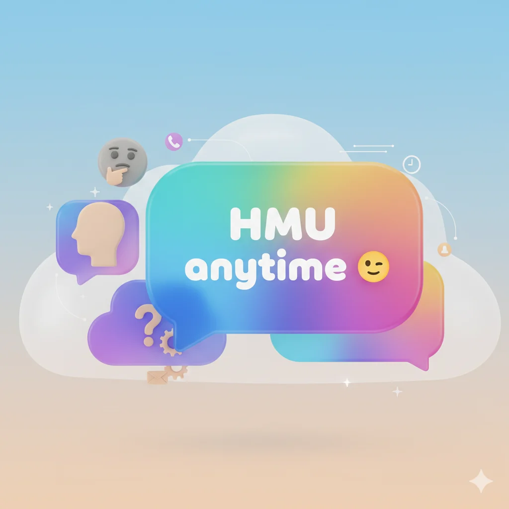 Illustration explaining hidden or offensive meanings of HMU in text messages.