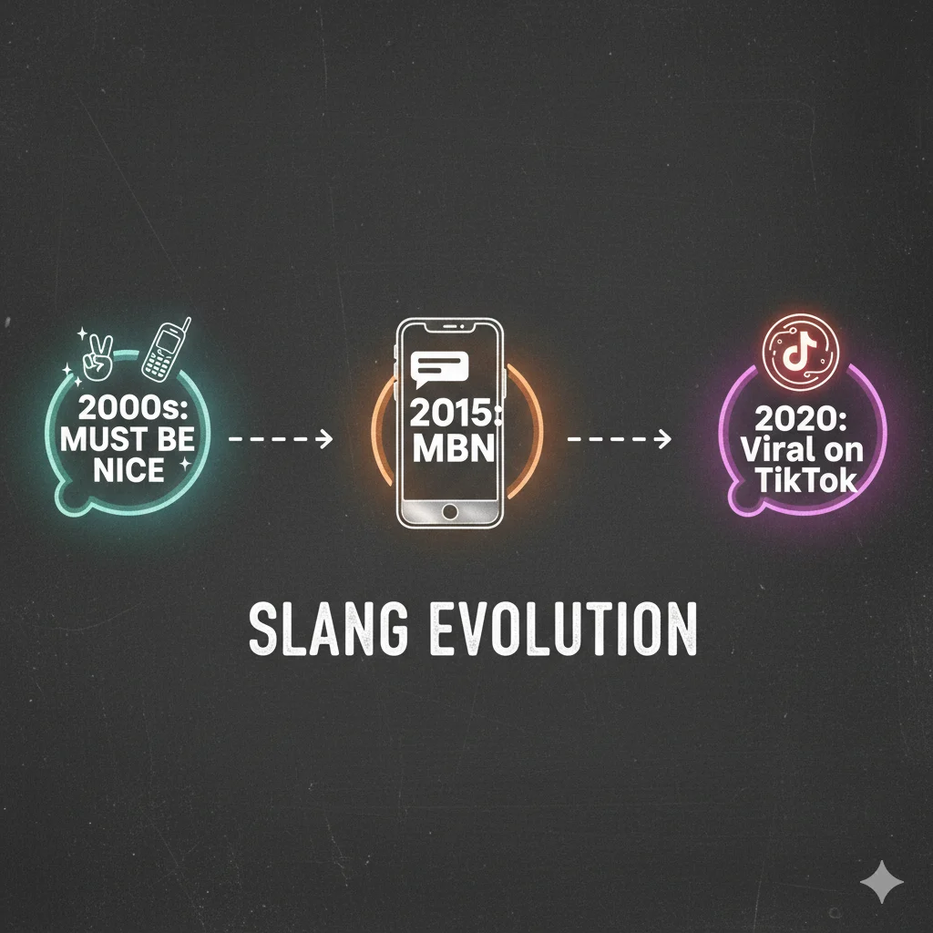 timeline showing MBN slang evolution from speech to online use