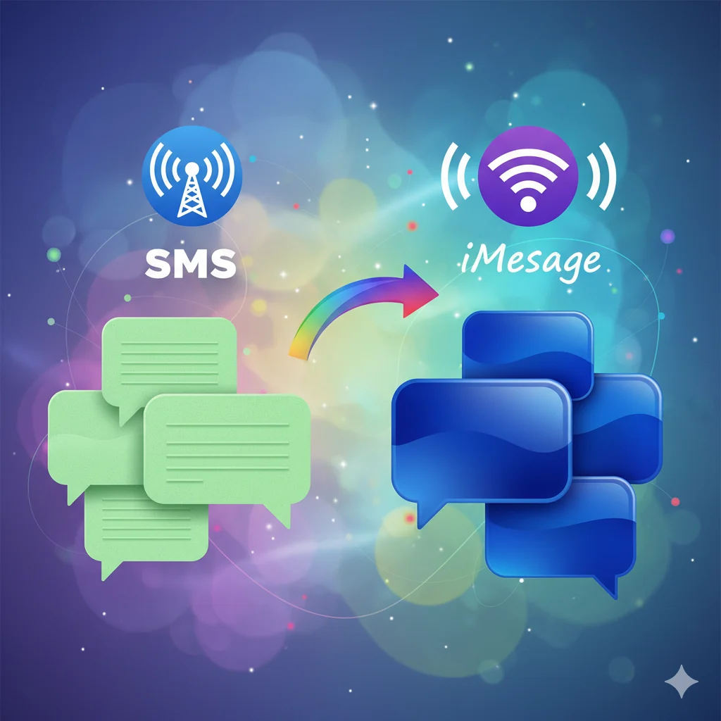 Visual comparison between SMS and internet-based messages.