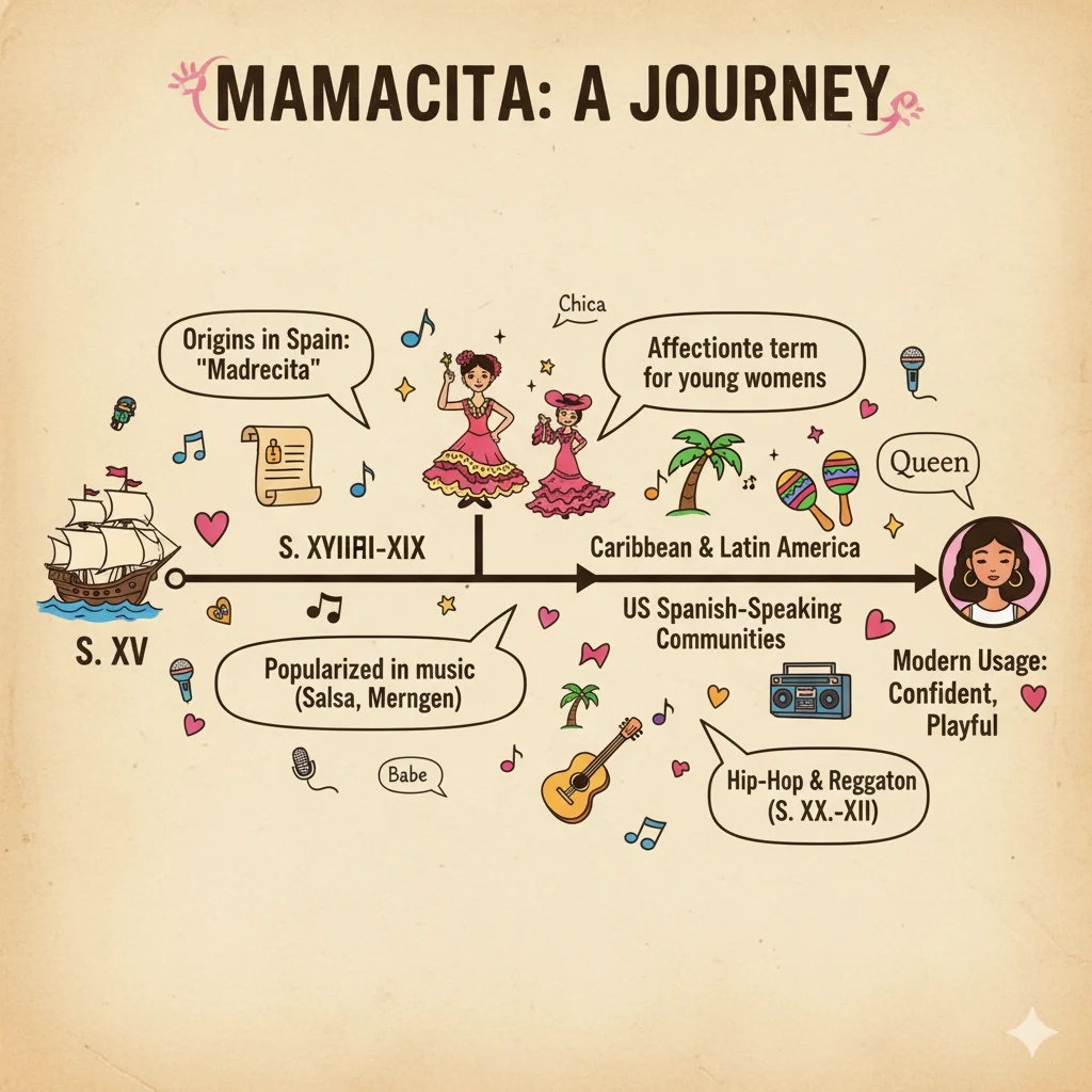 History and origins of the word Mamacita in Spanish culture and music.