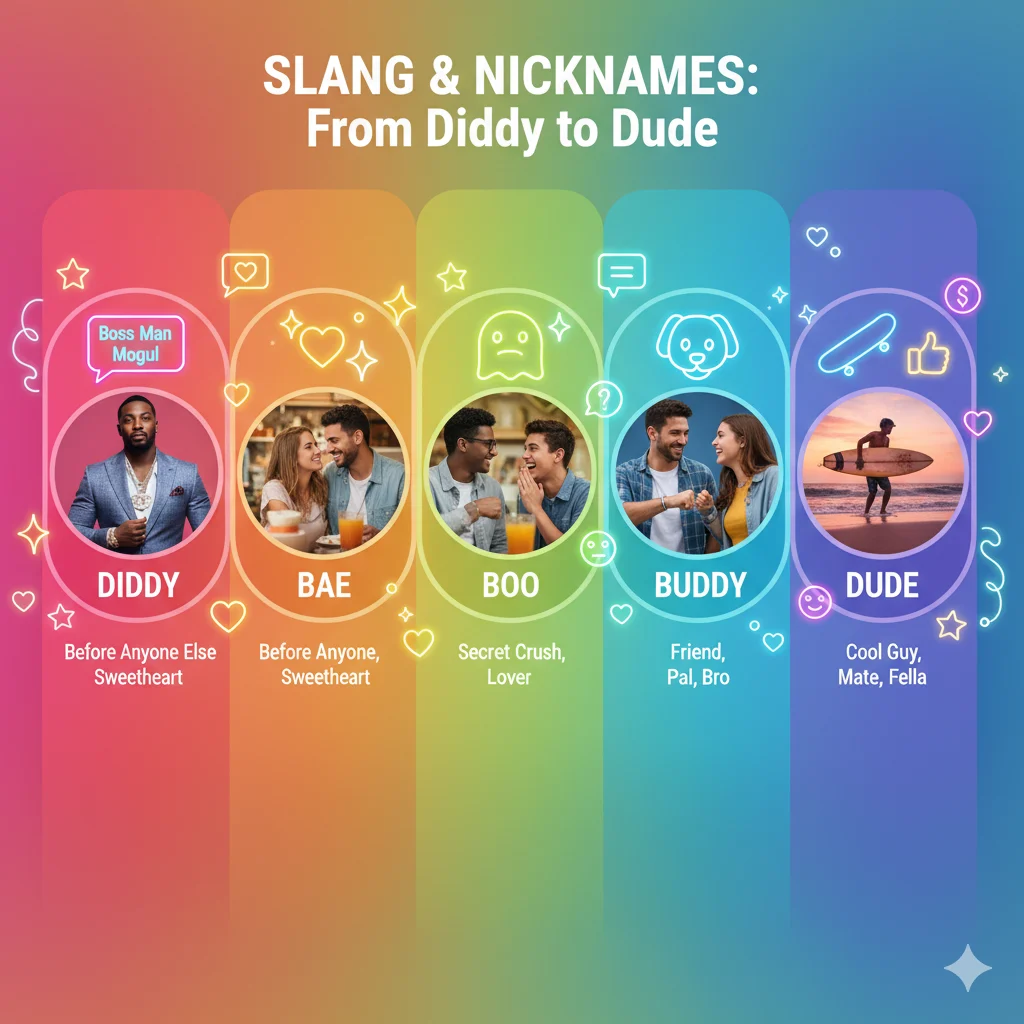 Chart showing ‘Diddy’ and similar nicknames and slang terms.