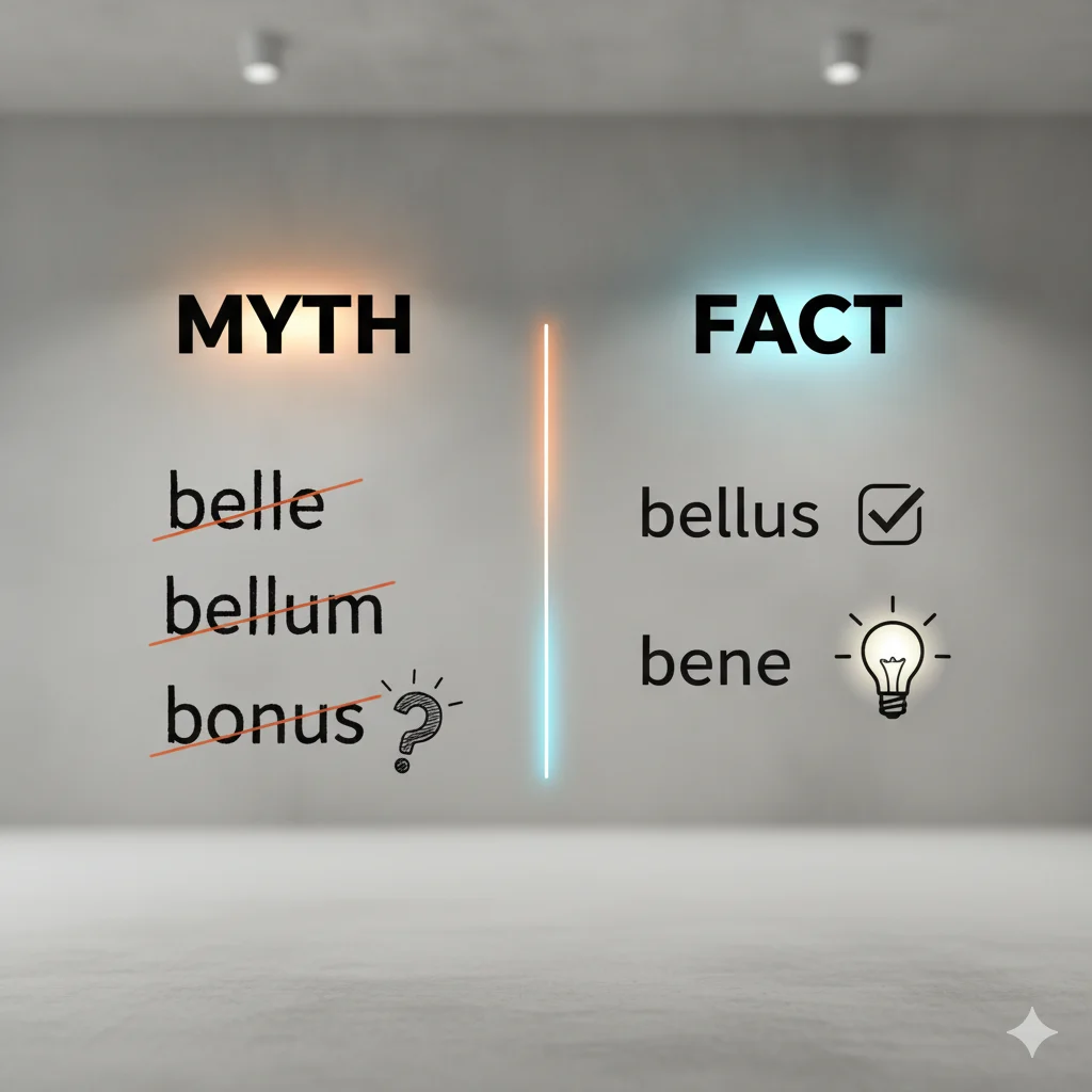 Infographic showing myths and facts about the bel root.