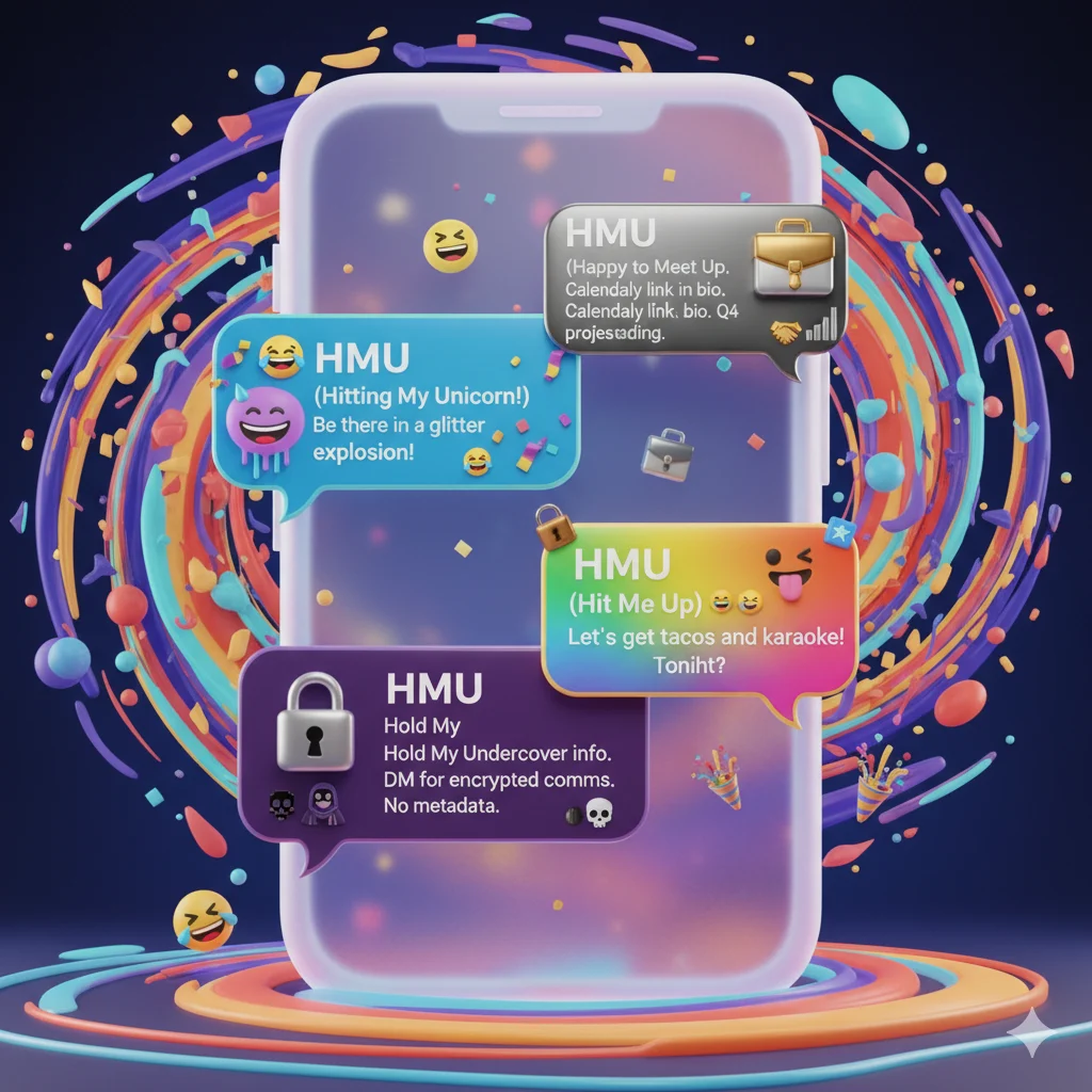 Example responses to HMU meaning Hit Me Up in casual, funny, professional, and privacy-conscious contexts.