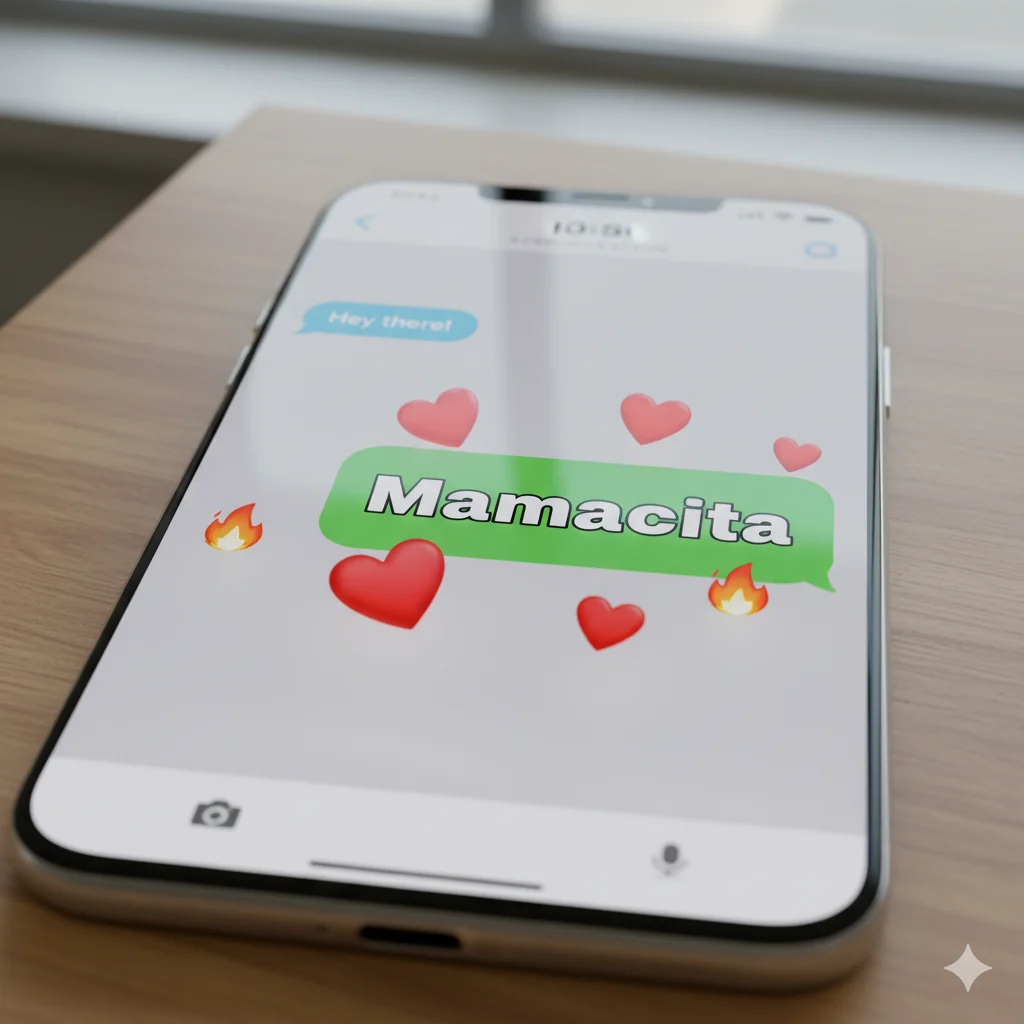 Text example showing Mamacita used as a flirty compliment.