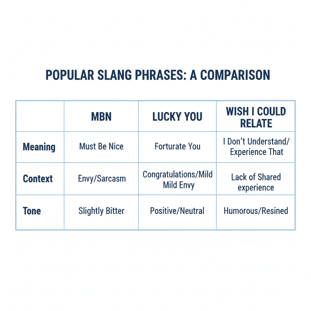 comparison of MBN and similar slang phrases