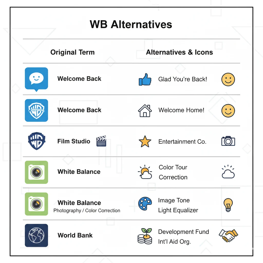 WB alternatives and synonyms in different contexts