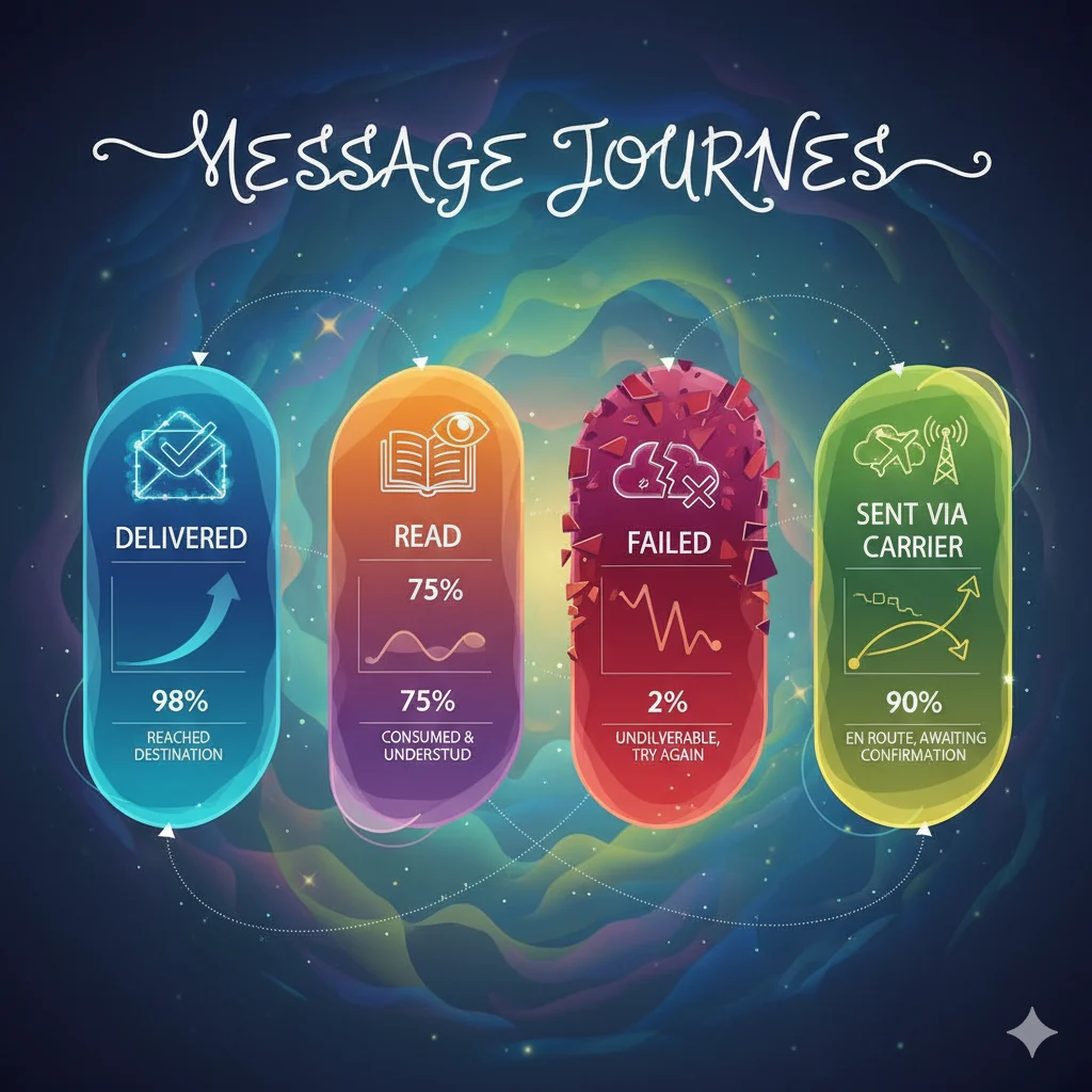 Chart showing message status alternatives to Sent as SMS.