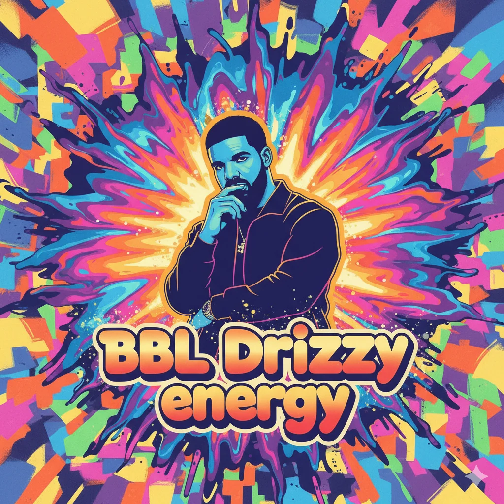 Stylized illustration of Drake with glowing aura representing BBL Drizzy slang meaning.