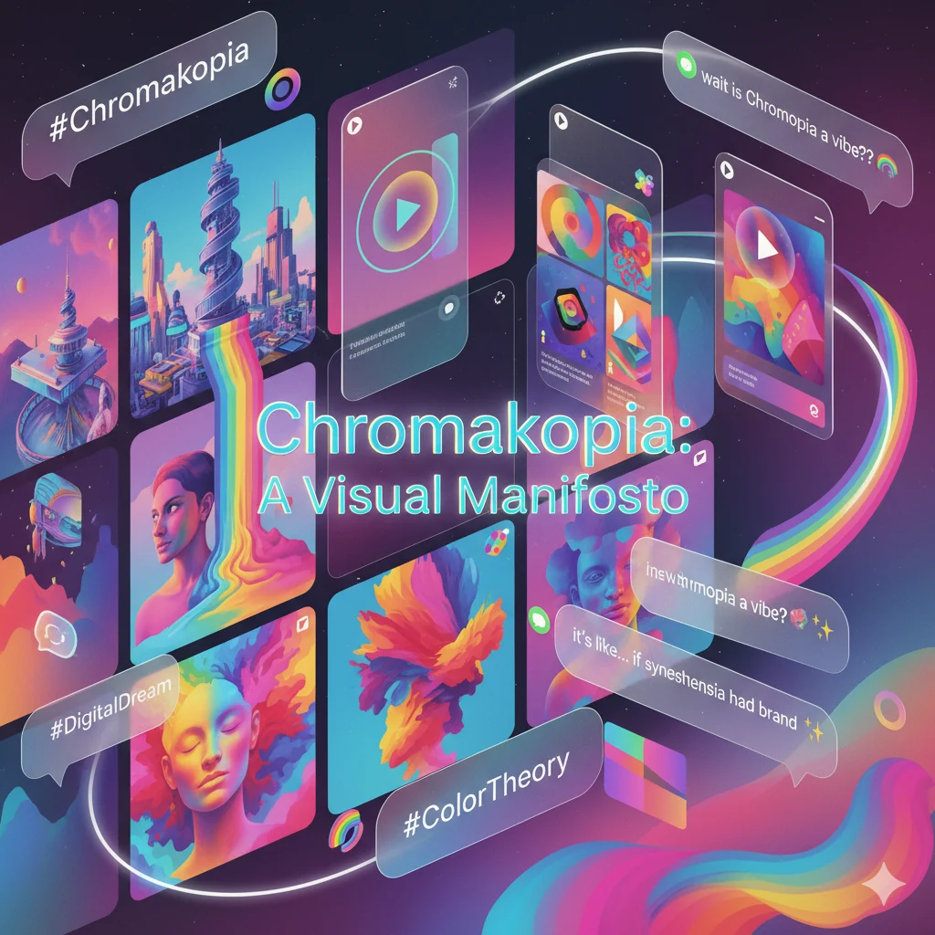Social media collage showing Chromakopia used in Instagram, TikTok, and chat platforms to represent colorful and creative aesthetics.