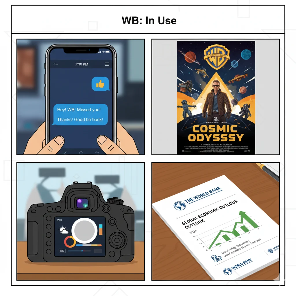 WB usage in texting, movies, photography, and finance
