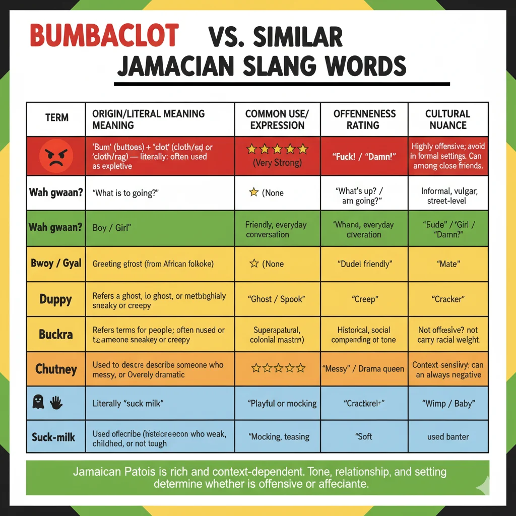 Similar slang terms to bumbaclot