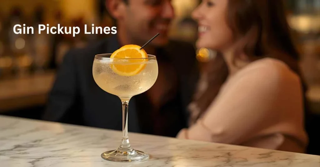 Refreshing gin cocktail with citrus garnish on a bar, representing flirty gin-themed vibes.